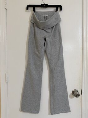 Garage Heather Gray Fold-Over Waist Flare Pants
